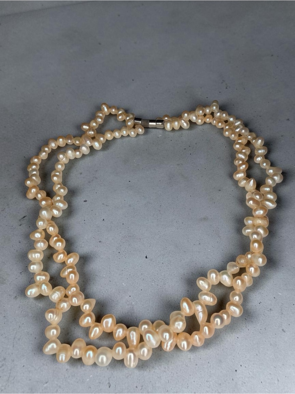 Double-Strand Cream Freshwater Pearl Necklace by